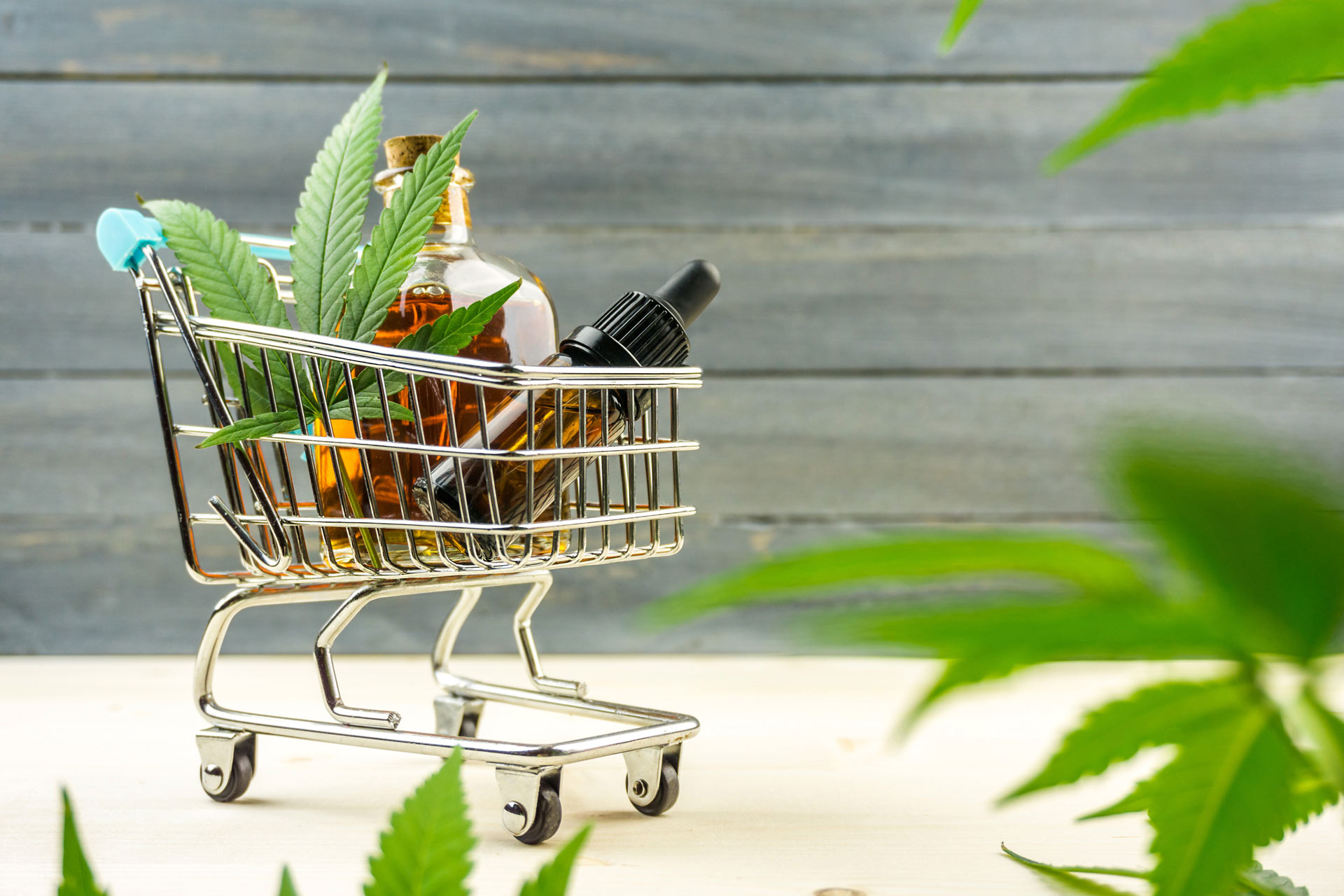 cannabis products in a shopping cart
